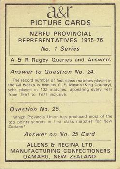 1976 Allens & Regina NZRFU Provincial Union Representatives #24 Brian Ford Back